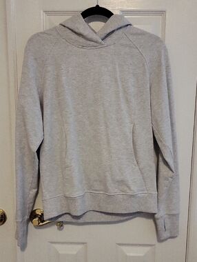 LULULEMON LIGHT WEIGHT Light Gray Hooded Pullover Sweatshirt